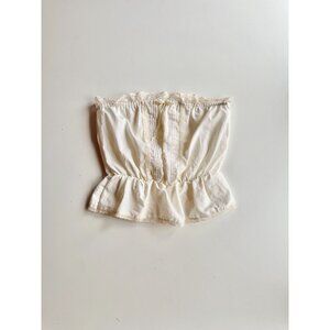 Vintage DEBONAIRE Ivory Polycotton Lawn Lace Trim Strapless Camisole Top, Size M